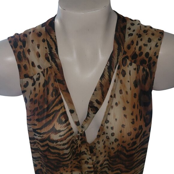 ELENA‎ SOLANO Animal Print Sleeveless Blouse  2X Womens Leopard & Tiger Print - Picture 2 of 7
